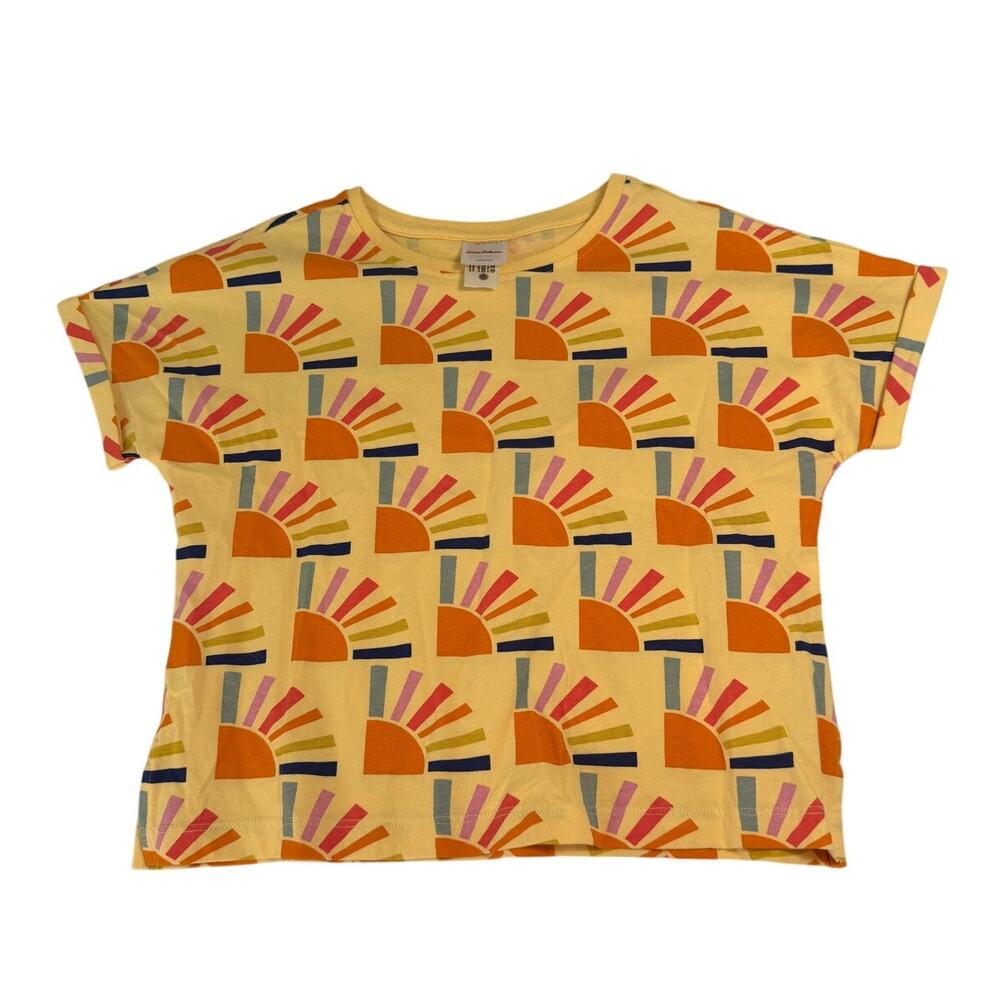 Hanna Anderson Girls Yellow Sunshine Box Top T-Shirt Size 8